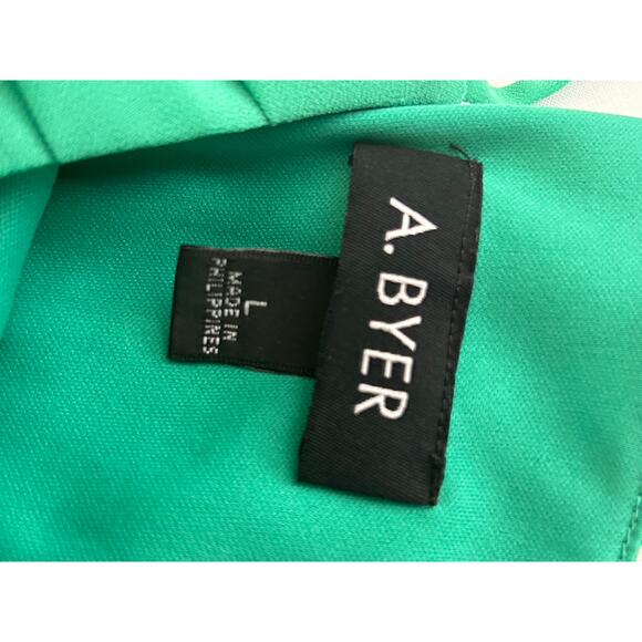 A. Byer Green Chiffon Dress size L - Picture 3 of 3